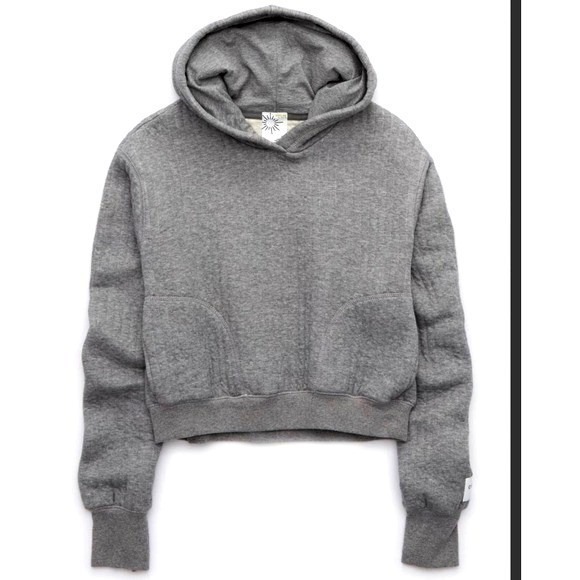 NWT Offline by Aerie Coffee Run Cropped Hoodie Quilted‎ Gray XS - Picture 12 of 13